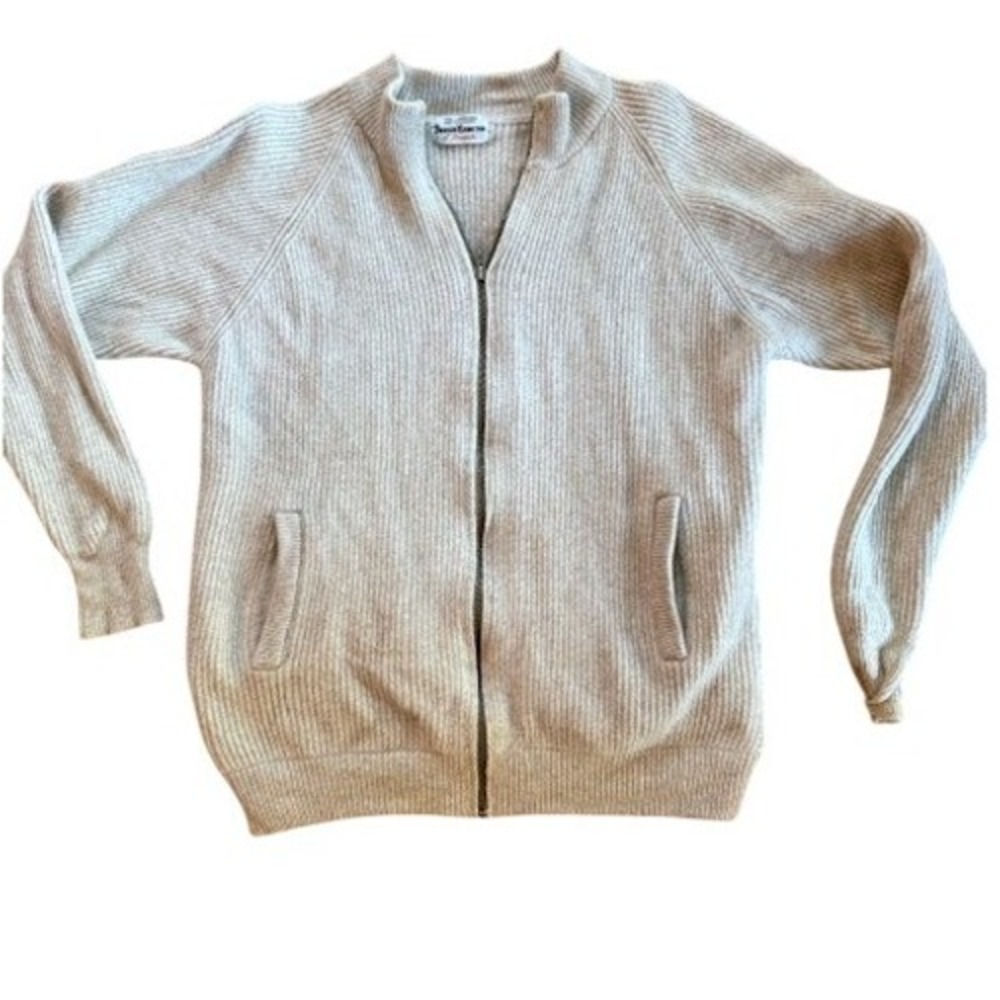 Duncan Cameron of Hawick Mens L Cashmere Lambswool Zip‎ Cardigan Sweater Mens L